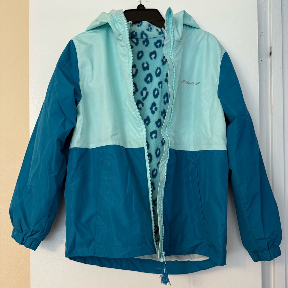 Eddie Bauer Kids Teal and White Leopard Jacket